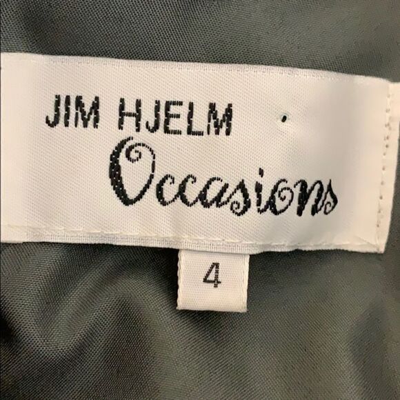 Jim Hjelm Occasions Grey lace fit and flare dress - Picture 7 of 8